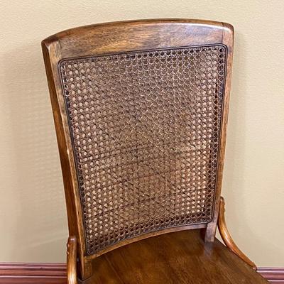 Vtg Solid Wood Cane Back Chair ~ Swivels