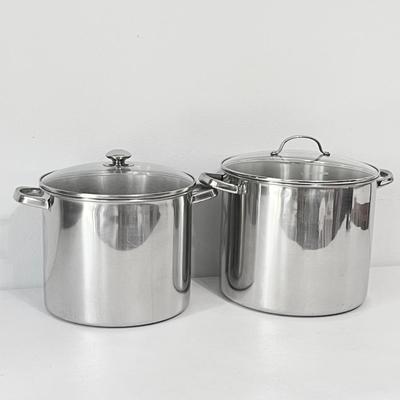 Two (2) Stainless Steel Stockpots With Lids