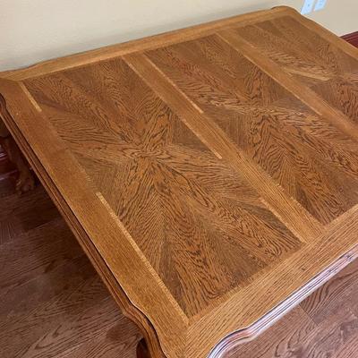 Solid Oak Claw Foot Inlaid Coffee Table