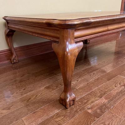 Solid Oak Claw Foot Inlaid Coffee Table