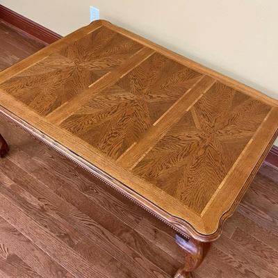 Solid Oak Claw Foot Inlaid Coffee Table