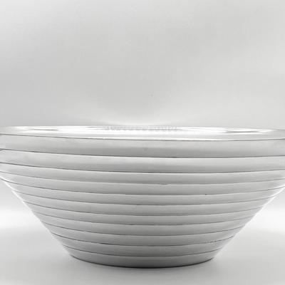 18” Ribbed Metal Decorative Bowl