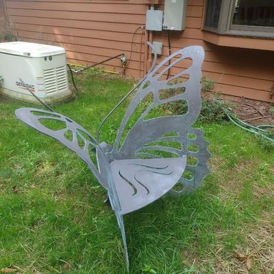 Artisan Crafted Metal Yard Art Butterfly Garden Seat