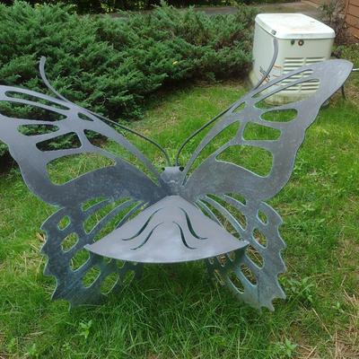 Artisan Crafted Metal Yard Art Butterfly Garden Seat