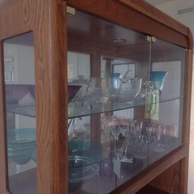 Contemporary Design Oak Finish Sideboard Display Cabinet (No Contents)