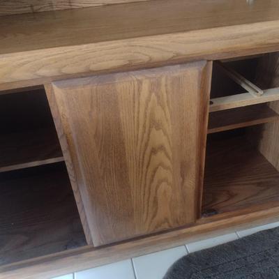 Contemporary Design Oak Finish Sideboard Display Cabinet (No Contents)