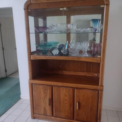 Contemporary Design Oak Finish Sideboard Display Cabinet (No Contents)