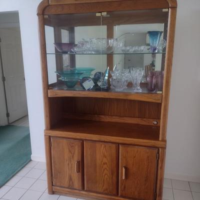 Contemporary Design Oak Finish Sideboard Display Cabinet (No Contents)