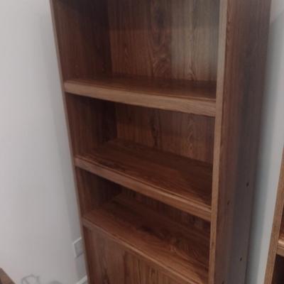 Dark Oak Finish Multi-Shelf Bood Stand with Lower Storage Compartment