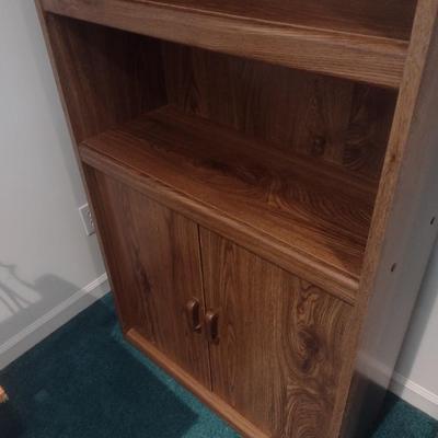 Dark Oak Finish Multi-Shelf Bood Stand with Lower Storage Compartment