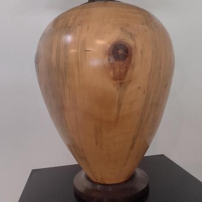 Turned Wood Table Lamp with Shade by Bobby Phillips