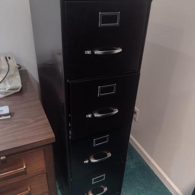 Pair of Matching Anderson Hickey Four Drawer Filing Cabinets
