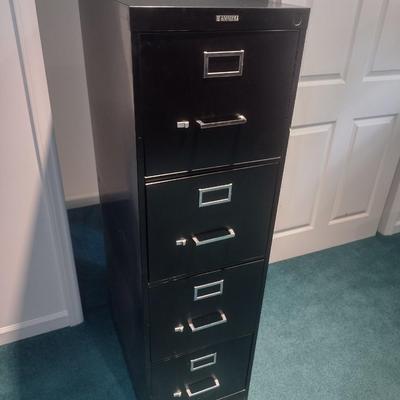 Pair of Matching Anderson Hickey Four Drawer Filing Cabinets