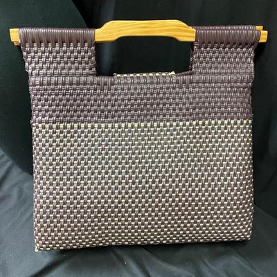 Woven Purse with Wooden Handle