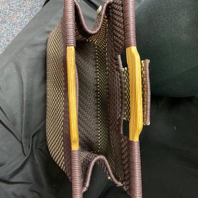 Woven Purse with Wooden Handle