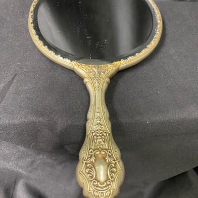 Hand painted porcelain and silver Hand Mirror