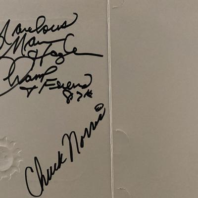 Chuck Norris signed greeting card