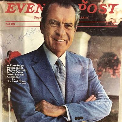 Richard Nixon signed Magazine. GFA Authenticated