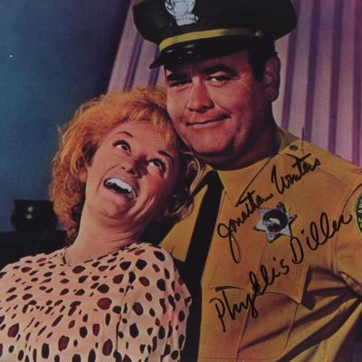 Jonathan Winters and Phyllis Diller signed "Eight on the Lam" movie photo 