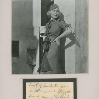 Mary Carlisle signed note