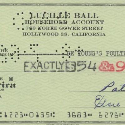 Lucille Ball signed check