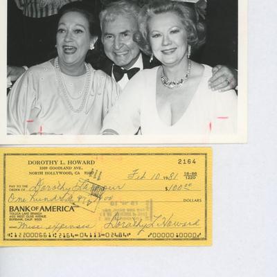 Dorothy Lamour signed check
