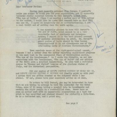 Simon and Shuster founder Max  Schuster signed letter