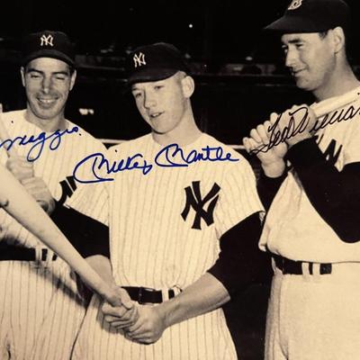 Joe Dimaggio, Ted Williams,and Mickey mantle signed photo