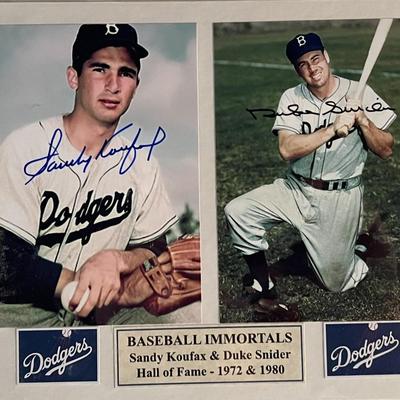Sandy Koufax and Duke Snider signed photo