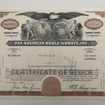 Pan American World Airways, INC Ten Shares Certificate of Stock