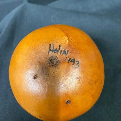 Signed Numbered Gourd with Feathers