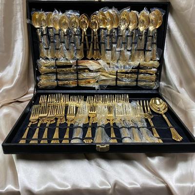 Wm Rodgers Goldtone Royal Plume Flatware
