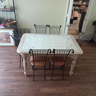 SW STYLE TILE TOP DINING TABLE W/6 CHAIRS