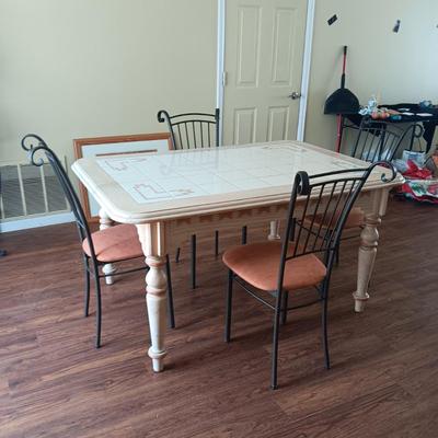 SW STYLE TILE TOP DINING TABLE W/6 CHAIRS