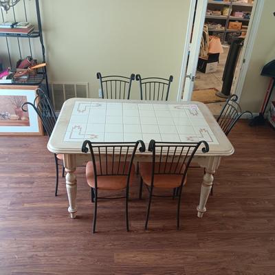 SW STYLE TILE TOP DINING TABLE W/6 CHAIRS