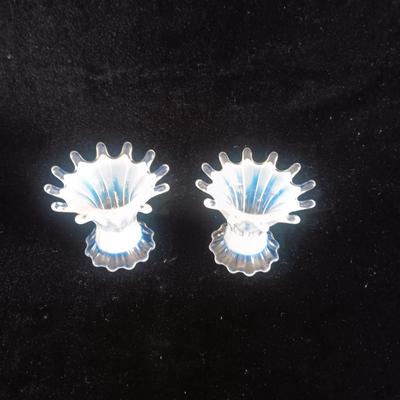 FOSTORIA HEIRLOOM WHITE CANDLE HOLDERS