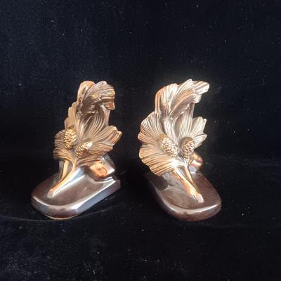 SOLID BRASS PINECONE BOOKENDS