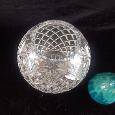 CRYSTAL BOWL AND CLAY BUD VASE BY DIANE COWLEY