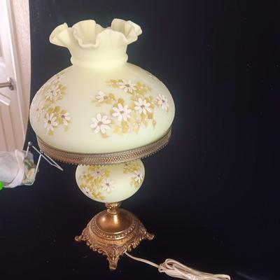 FENTON HAND PAINTED GLASS GLOBE LAMP