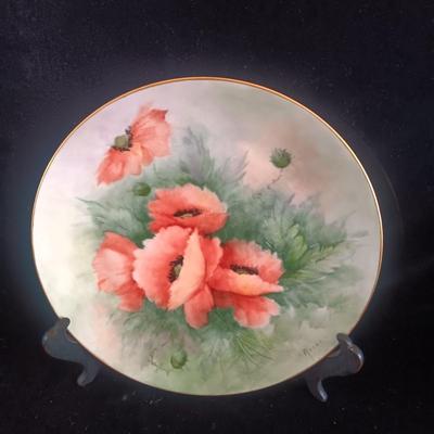 HAND PAINTED PLATE FROM GERMANY AND SMALL CHINA PITCHER