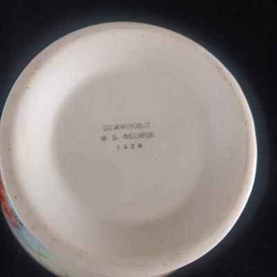 HAND PAINTED PLATE FROM GERMANY AND SMALL CHINA PITCHER