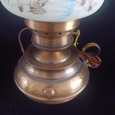 FENTON HAND PAINTED HURRICANE GLOBE LAMP