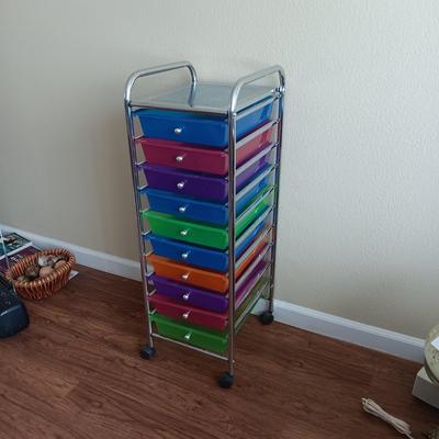 COLORFUL MULTI DRAWER ORGANIZER ON CASTERS