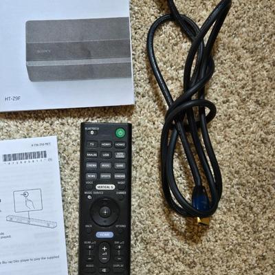 Sony Sound Bar Model: SA-Z9F & Sub Woofer Model: SA-WZ9F with Remote and Manuals