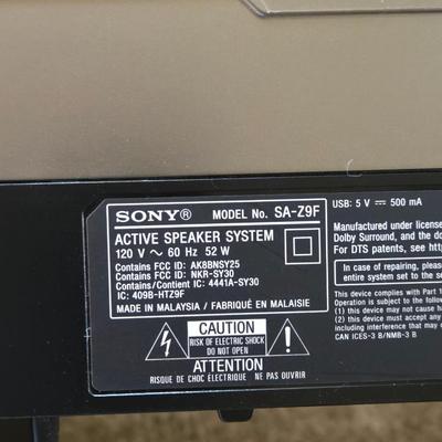 Sony Sound Bar Model: SA-Z9F & Sub Woofer Model: SA-WZ9F with Remote and Manuals