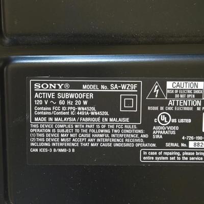 Sony Sound Bar Model: SA-Z9F & Sub Woofer Model: SA-WZ9F with Remote and Manuals