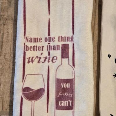 Wine Theme Kitchen Towel and Wine Glass Charms