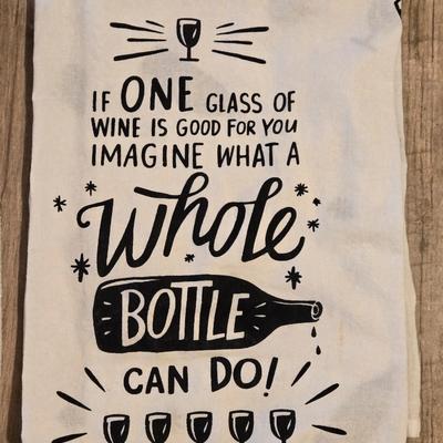 Wine Theme Kitchen Towel and Wine Glass Charms