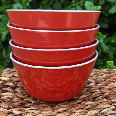 (4) Red Ceramic Bowls