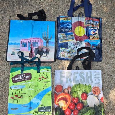 (4) Plastic Reusable Grocery Bags